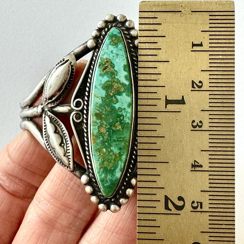 VTG Navajo Cuff Bracelet Turquoise Harvey Era 1960s Marquis Sterling Native Amer - Picture 4 of 14